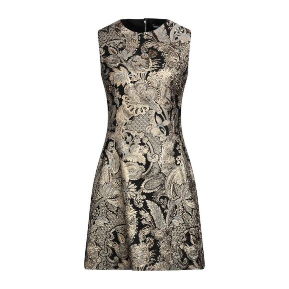 DOLCE & GABBANA Gold Metallic Jacquard Sleeveless Mini Dress 40 S - Picture 4 of 9
